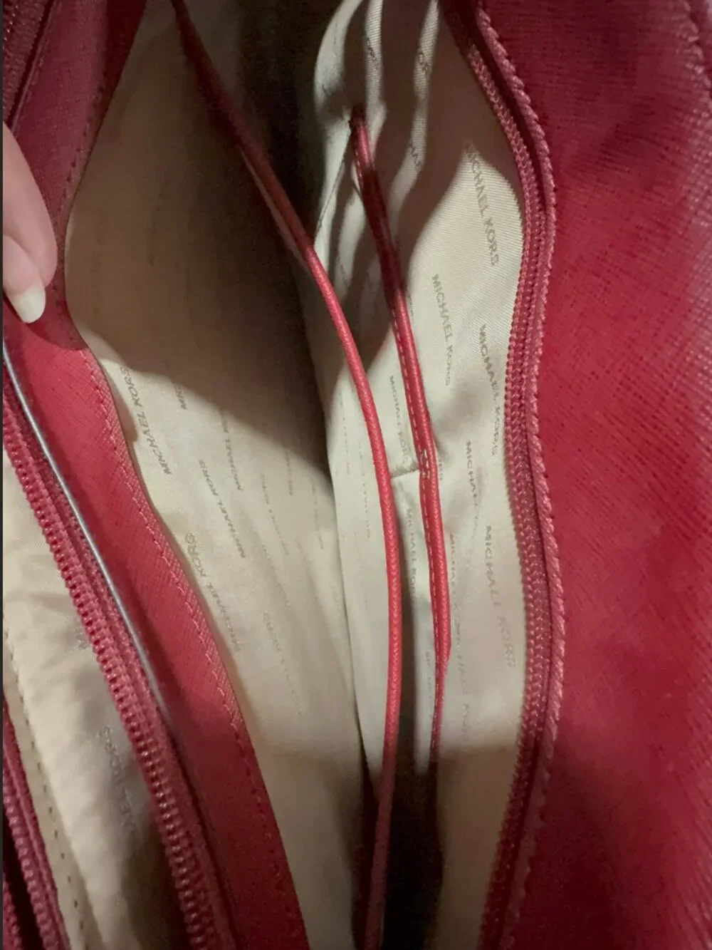 Michael Kors Sady Large Saffiano Leather Laptop Tote Bag Wine Red